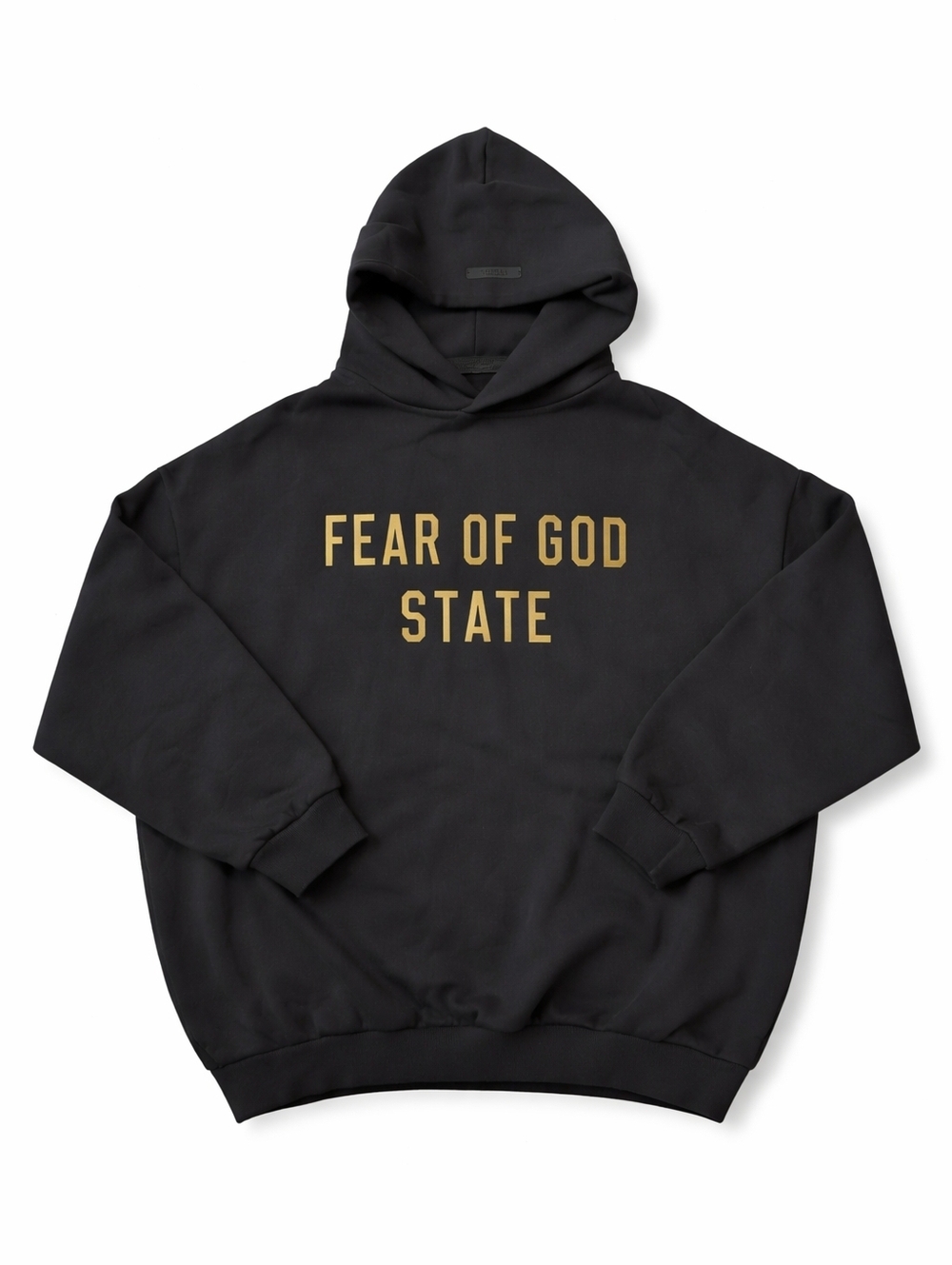 Fear of God Essentials State Hoodie Black Gold Logo Size M NWT